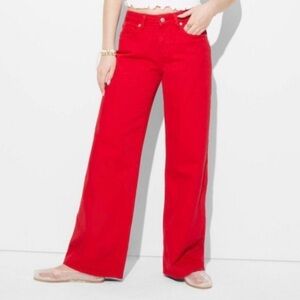 Women's Red Wide-Leg Jeans